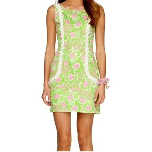 Lilly Pulitzer Dresses & Skirts - Like new! Lilly Pulitzer Liz Sunnyside Lions Print Green & Pink Shift Dr…